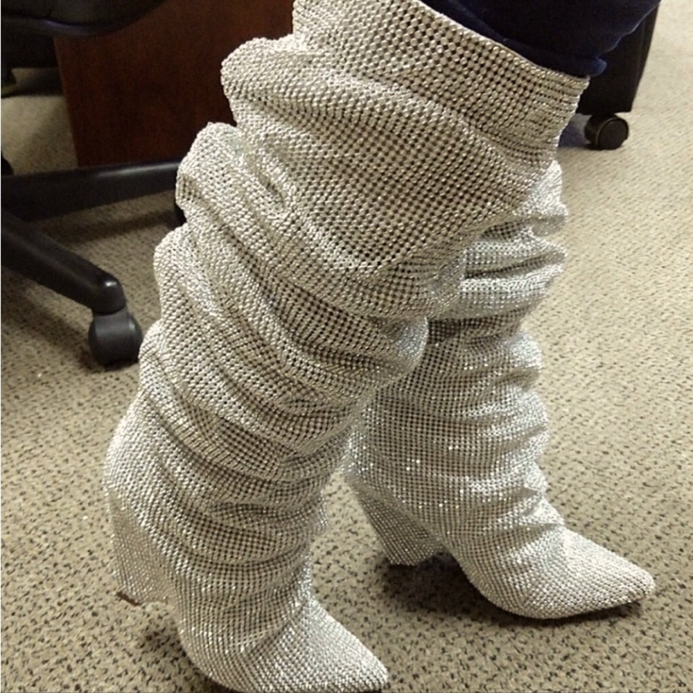 Embellished Rhinestone Crystal Covered Knee High (New with Defects)